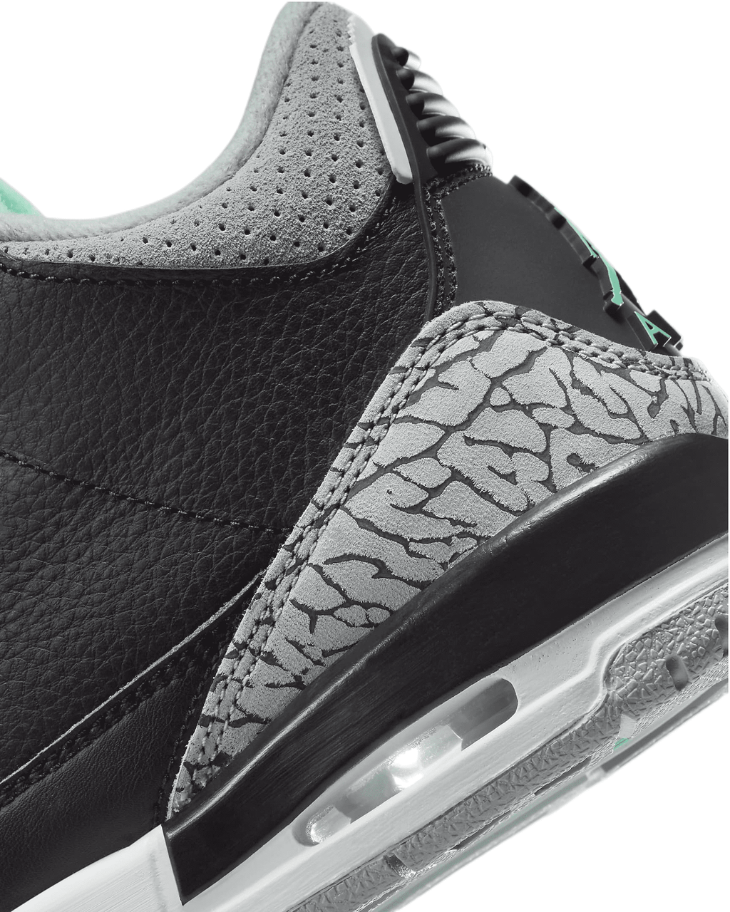 Men's Jordan 3 Retro Black/Green Glow-Wolf Grey (CT8532 031) - 9.5