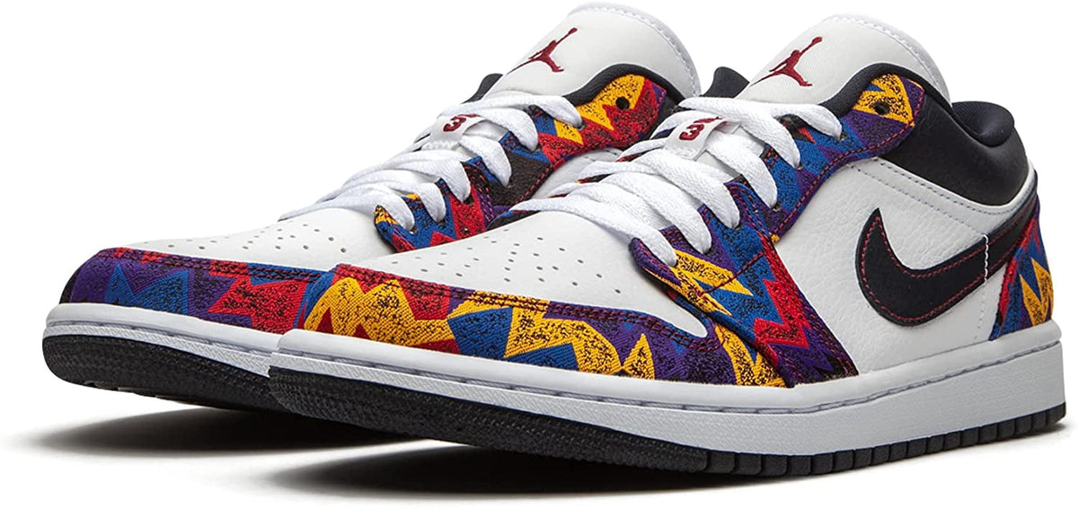 Jordan Mens Shoes Nike 1 Low Nothing But Net CZ8659-100 9 White/Dark Obsidian-team Red