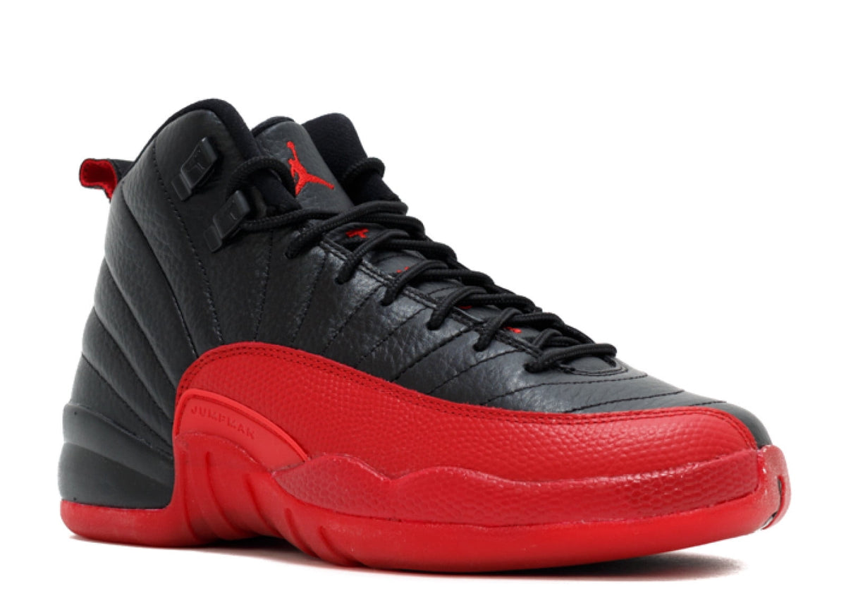 Kids Air Jordan 12 XII Retro (GS) "Flu Game Bred" Black - Varsity Red