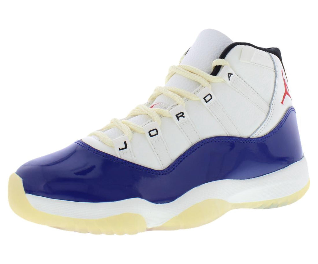 Nike Air Jordan 11 Retro Rare Air Leather Mens Shoes Size 9.5, Color: Deep Royal Blue/Fire Red/Sail