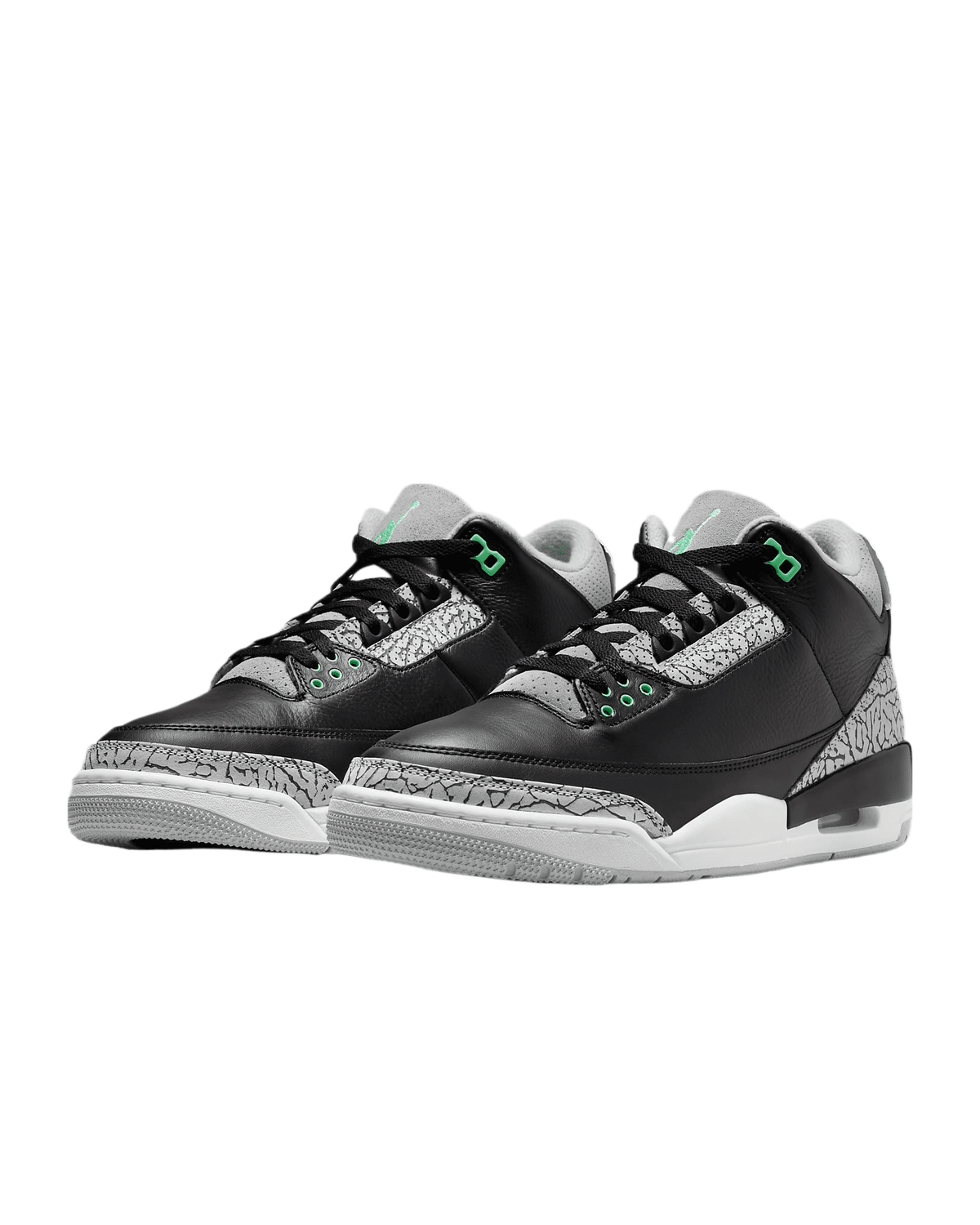 Men's Jordan 3 Retro Black/Green Glow-Wolf Grey (CT8532 031) - 9.5
