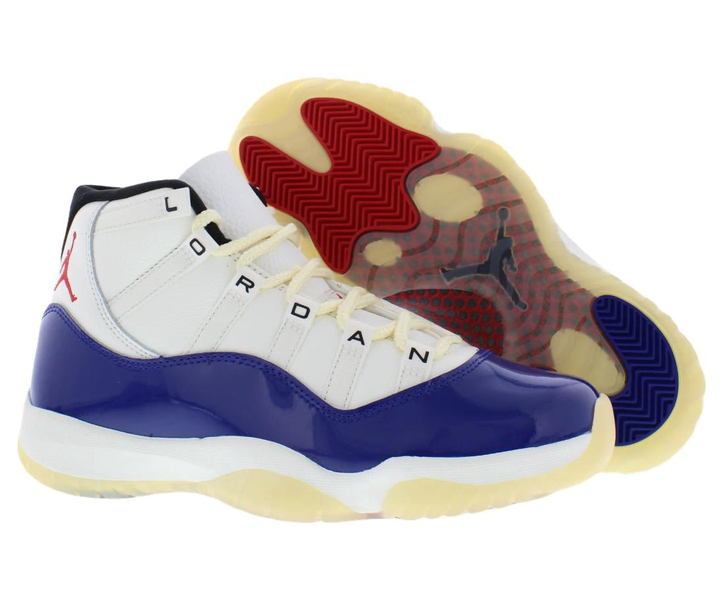 Nike Air Jordan 11 Retro Rare Air Leather Mens Shoes Size 9.5, Color: Deep Royal Blue/Fire Red/Sail