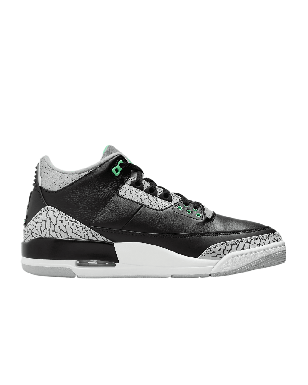 Men's Jordan 3 Retro Black/Green Glow-Wolf Grey (CT8532 031) - 9.5